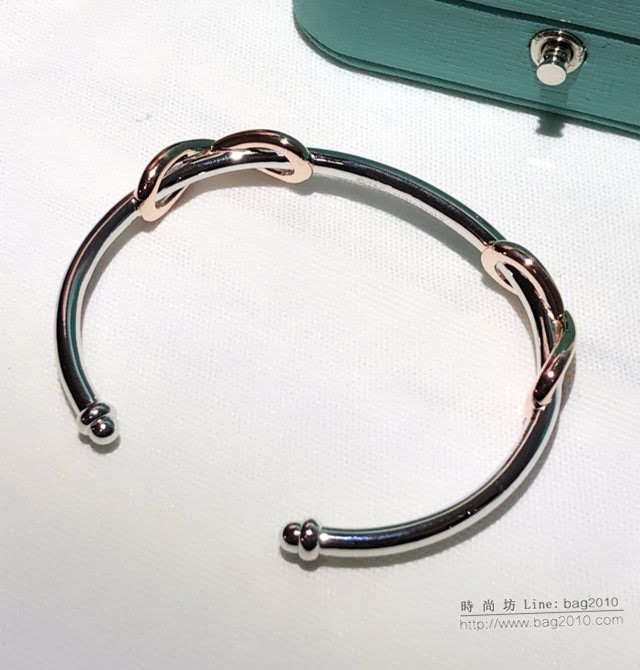 Tiffany純銀飾品 蒂芙尼女士專櫃爆款Infinity開口手鐲 Tiffany八字繩結分色電鍍手鐲  zgt1690